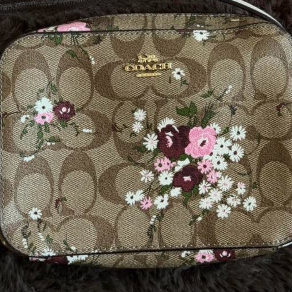 Coach Signature Floral Clutch - Brown and Pink - Picture 2 of 13